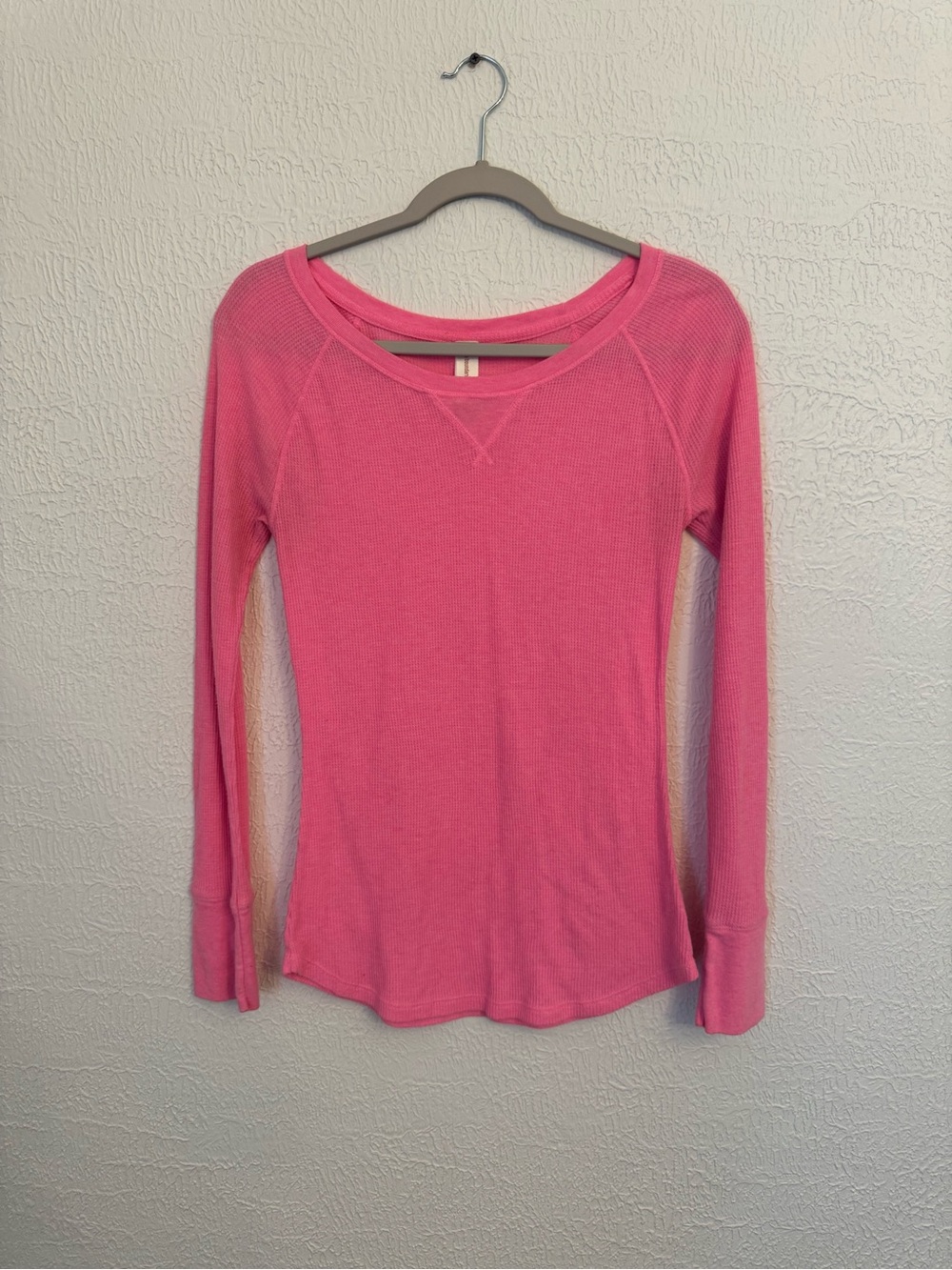 No Boundaries Pink Waffle Knit Long Sleeve Top